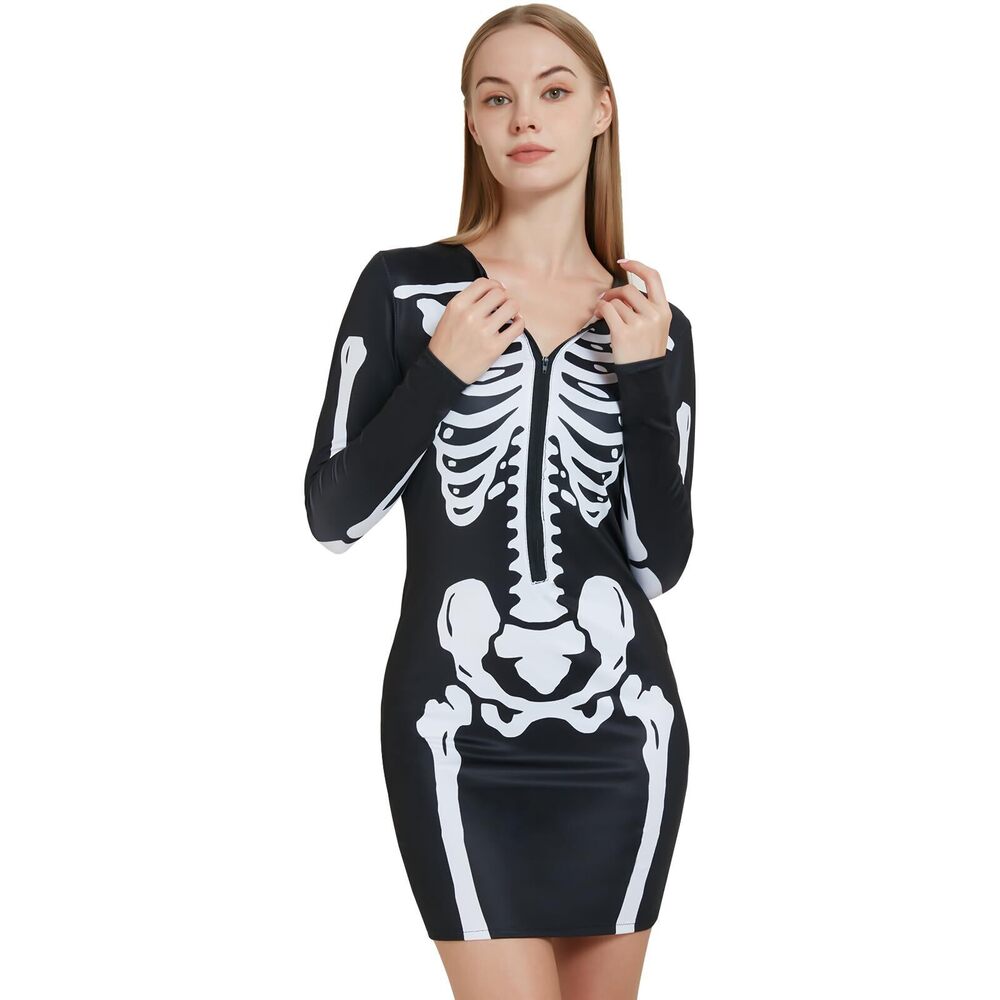 1320 Skeleton Costume Adult for Halloween Costumes Stretchy Long Sleeve